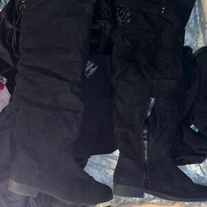 JustFab Black Knee-High Boots